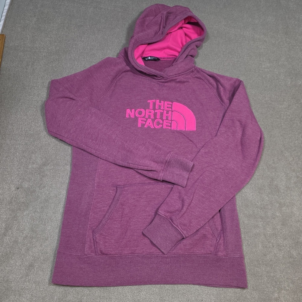 THE NORTH FACE Hoodie Womens Medium Maroon Pullover Graphic Logo Embroidered